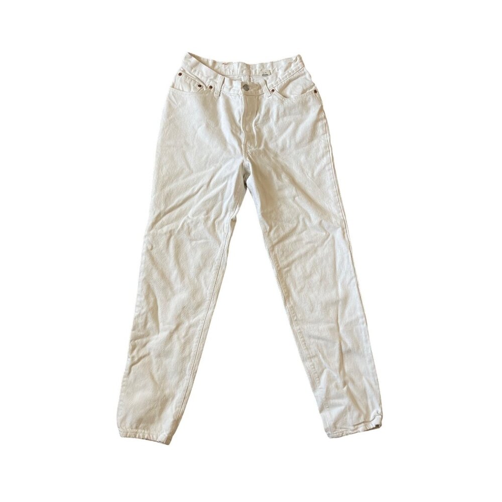 Levi's Women's Size 13 Straight Leg White Mid Rise 100% Cotton Denim White Jeans